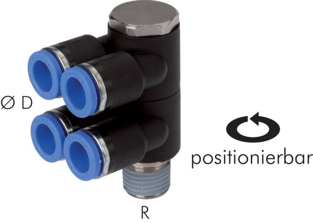 Exemplaire exposé: Distributeur multiple 4 voies avec filetage conique