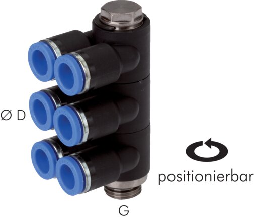 Exemplaire exposé: Distributeur multiple à 6 voies avec filetage cylindrique