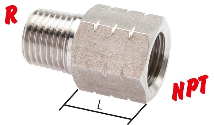 Exemplaire exposé: Embout de réduction avec filetage G/ filetage NPT, 1.4571