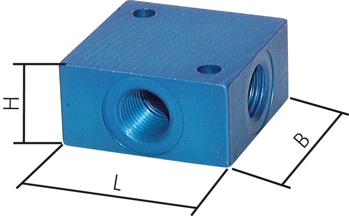 Exemplaire exposé: Bloc de distribution 3 voies, 4 voies, aluminium