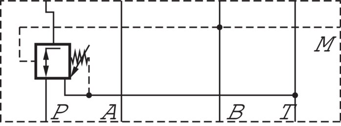 Symbole de commutation: Vanne de régulation de pression (B)