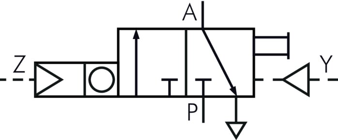 Symbole de commutation: Compteur de présélection pneumatique